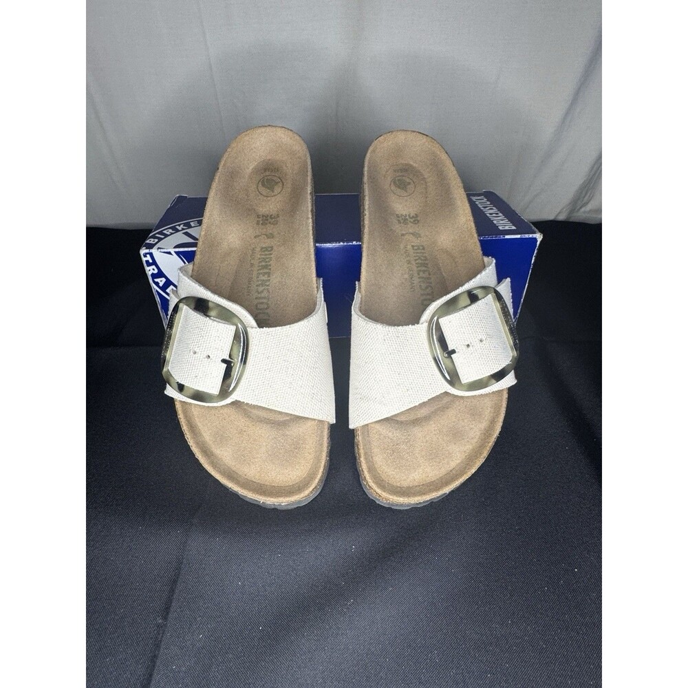 Birkenstock Madrid Big Buckle Slide Sandals Beige Canvas EU 39 US 8.5 - Picture 2 of 3